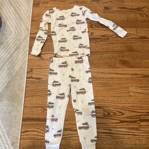 Petite Lem 4 Kids Pajamas with Festive Truck Print - Holiday, Christmas